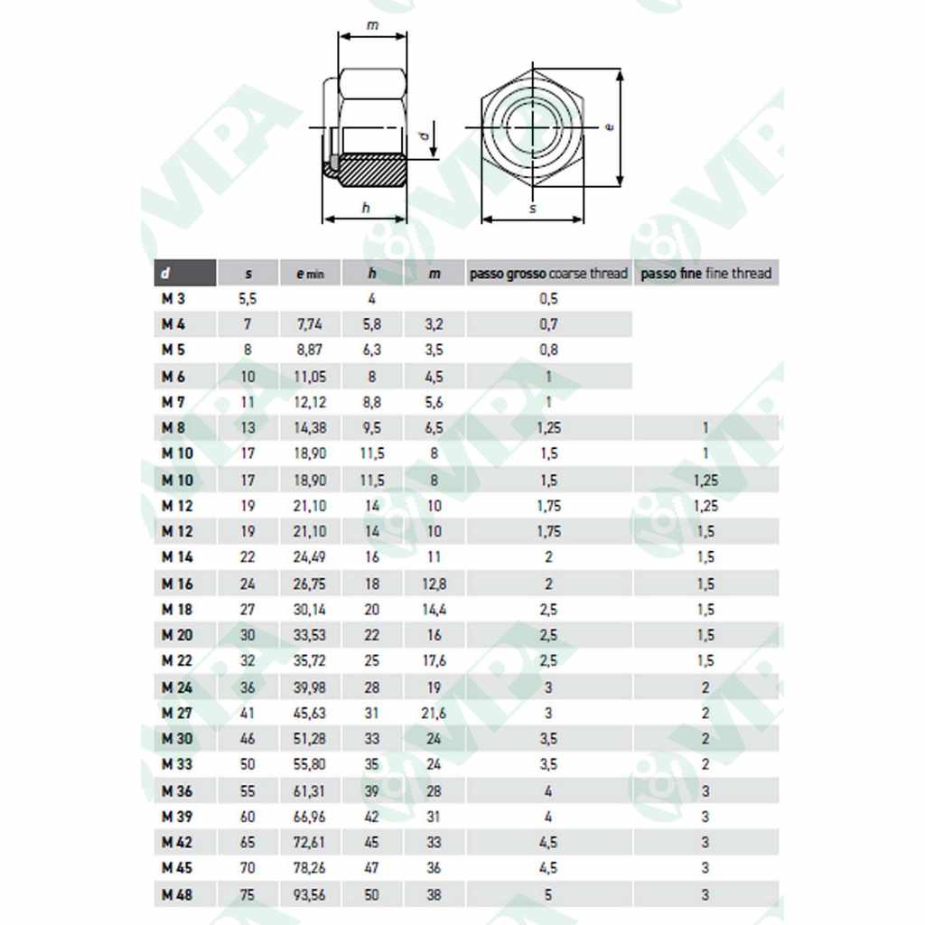 UNI 7473 ISO 10512 DIN 982 nylon insert high hex lock nuts fine thread