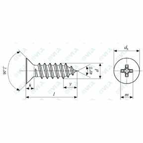 DIN 7982, ISO 7050, UNI 6955 phillips coutersunk flat head self tapping screws with and without point