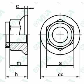 DIN 6926, ISO 7043 tuercas autoblocantes con valona lisa