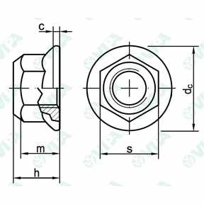 DIN 6927, ISO 7044 selbstsichernde muttern mit flansch glatt voll metallisch