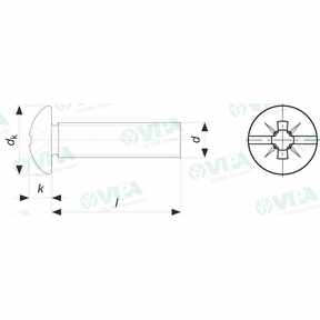  Tornillos de media cabeza redonda, impresión combi-pozidriv