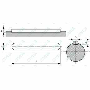 DIN 6885 A, ISO R773 A, UNI 6604 A chavetas paralelas