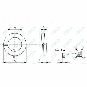 DIN 127 B, UNI 1751 helical spring washers (grower)