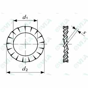 DIN 6798 A, UNI 8842 A serrated lock washers, external teeth