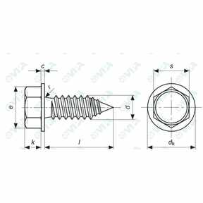 DIN 6928, UNI 6950 vis à tôle tête hexagonale à embase cylindrique