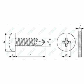 DIN 7504 N, ISO 15481, UNI 8118 pan head drilling screws