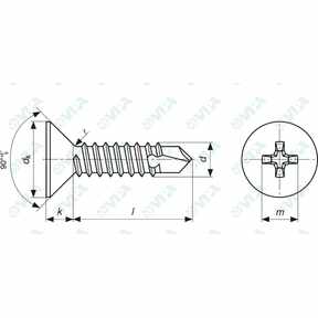 DIN 7504 P, ISO 15482, UNI 8119 countersunk head drilling screws