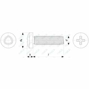 DIN 7500 C, UNI 8112 vis autoformeuse tête cylindrique bombée à empreinte cruciforme