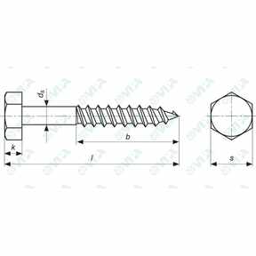 DIN 571, UNI 704 hex head wood screws