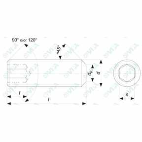 DIN 913, ISO 4026, UNI 5923 vis sans tête  six pans creux  bout plat