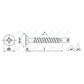 UNI 9709 Flat countersunk head tapping screws with two threads for plastics