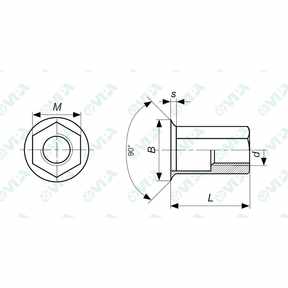  Inserciones roscadas de acero con cabeza reducida vástago hexagonal ER