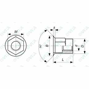  Steel reduced head rivet nuts with partially hexagonal shank ERSE