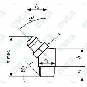 DIN 71412 B, UNI 7663 B schmiernippel 45°