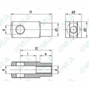 DIN 71752, UNI 1676 fourches avec trou fileté