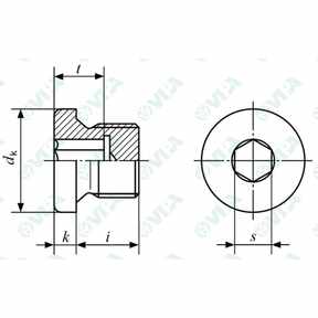 DIN 908 internal drive pipe plug with conical collar cylindrical hex socket