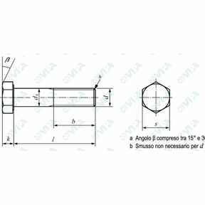 DIN 960, ISO 8765, UNI 5738 vis tête hexagonale au pas fin filetage partiel