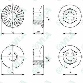 DIN 6923, ISO 4161 tuercas hexagonales con valona lisa o estriada (grafilada)