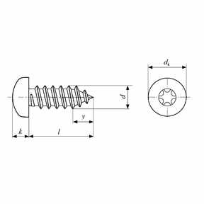 DIN 7981 sim, ISO 14585, UNI 6954 sim pan head self tapping screws hexalobular socket