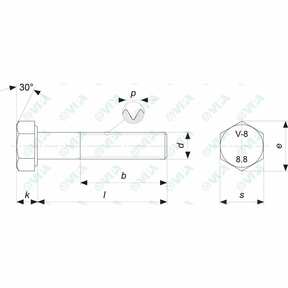 DIN 931, UNI 5737 vis à tête hexagonale partielement filetée