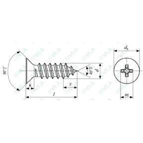 DIN 7982, ISO 7050, UNI 6955 phillips coutersunk flat head self tapping screws