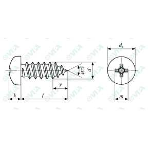 DIN 7981, ISO 7049, UNI 6954 vis à tôle tête cylindrique bombée à empreinte cruciforme