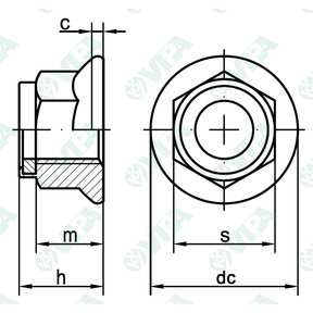 DIN 6926, ISO 7043 tuercas autoblocantes con valona lisa