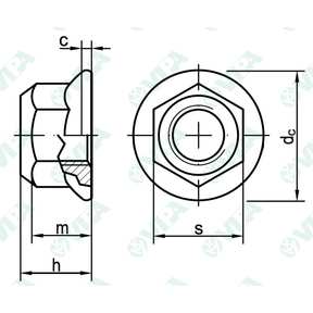 DIN 6927, ISO 7044 tuercas autoblocantes con valona lisa completamente metálicas