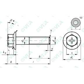 DIN 6921 sim hex flange screws cross recessed with serration