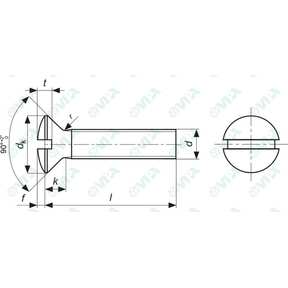 DIN 964, ISO 2010, UNI 6110 slotted countersunk raised head screws