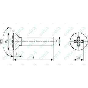 DIN 966, ISO 7047, UNI 7689 cross recessed countersunk raised head screws