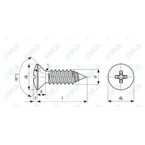 DIN 7983, ISO 7051, UNI 6956 phillips countersunk raised head self tapping screws