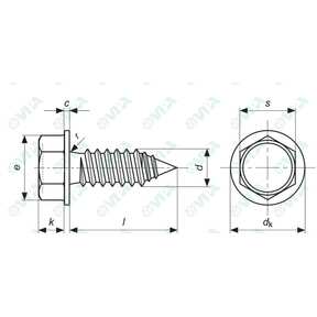 DIN 6928, UNI 6950 tornillos rosca chapa de cabeza hexagonal con valona