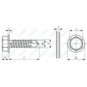 DIN 7504 K, ISO 15480, UNI 8117 tornillos autotaladrantes cabeza hexagonal con valona