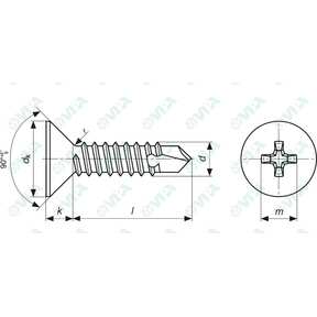 DIN 7504 P, ISO 15482, UNI 8119 vis autoperçeuse tête fraisée cruciforme