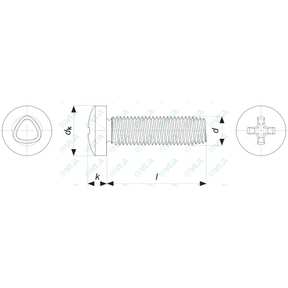 DIN 7500 C, UNI 8112 cross recessed pan head trilobular screws