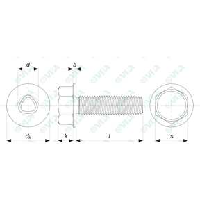 UNI 8111 hex head trilobular screw with flange