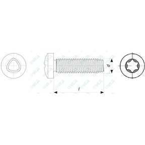 DIN 7500 C sim, UNI 8112 sim tornillos autorroscantes trilobulares cabeza cilíndrica hueco hexalobular