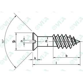 DIN 97, UNI 702 Slotted countersunk head wood screws, partially threaded