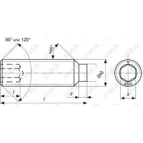 DIN 915, ISO 4028, UNI 5925 vis sans tête  six pans creux  bout téton