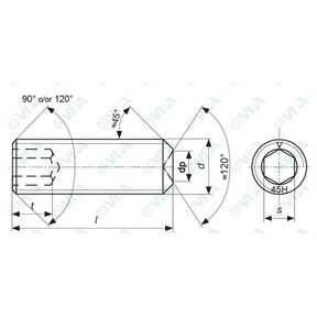 DIN 916, ISO 4029, UNI 5929 prisioneros allen biselado con cono interior