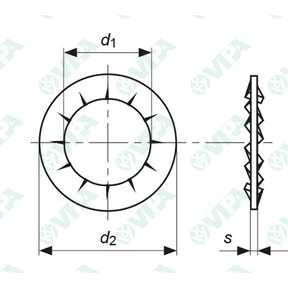 DIN 6798 J, UNI 8842 J serrated lock washers, internal teeth