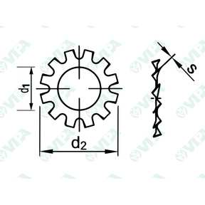 DIN 6797 A, UNI 8841 A serrated lock washers, external teeth