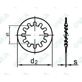 DIN 6797 J, UNI 8841 J serrated lock washers, internal teeth