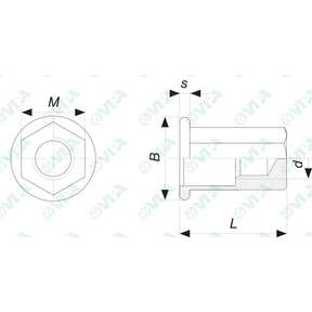  Steel cylindrical head blind rivet nuts with hexagonal shank FTTEC