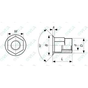  Steel reduced head rivet nuts with partially hexagonal shank ERSE