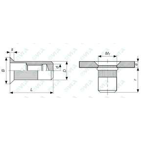  Steel knurled countersunk head blind rivet nuts FTSC