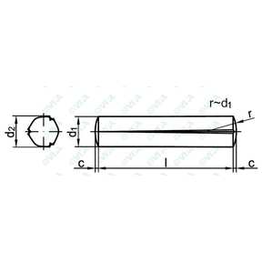 DIN 1471, ISO 8744, UNI 7586 Grooved pin, full-length taper grooved