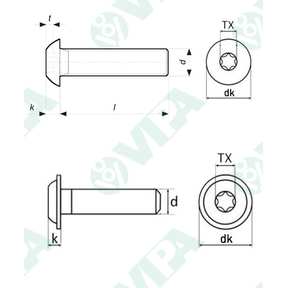 ISO 7380 sim Viti a testa bombata con cava esalobata (TX) con e senza flangia