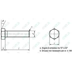 DIN 961, ISO 8676, UNI 5740 vis tête hexagonale au pas fin filetage total